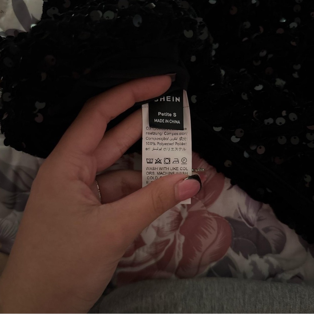 SHEIN Black Sequin Blouse